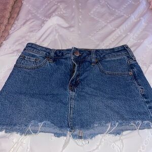 PacSun Frayed Hem Blue Mini Skirt